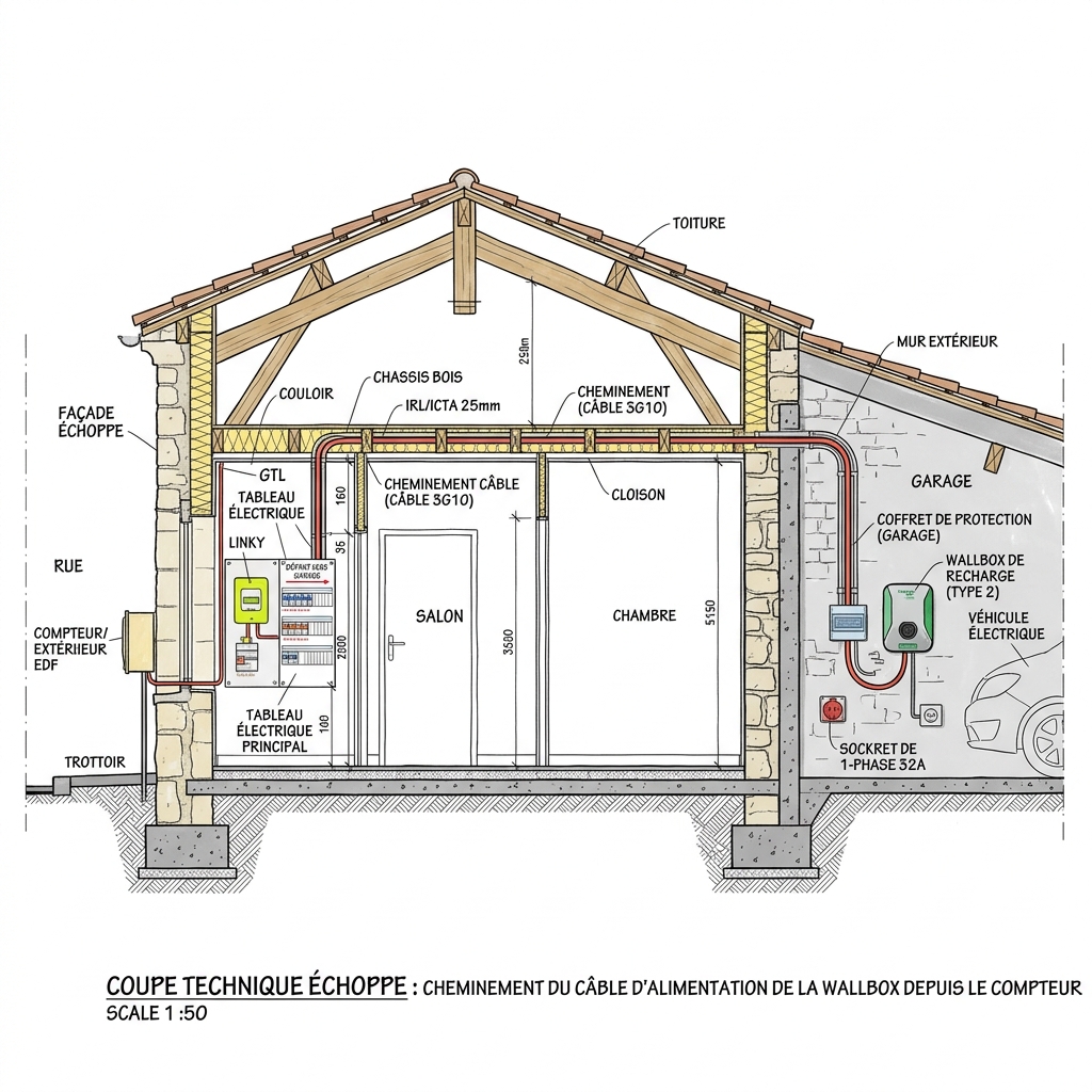 Échoppe bordelaise et wallbox : contraintes ABF, passage de câble et solutions discrètes