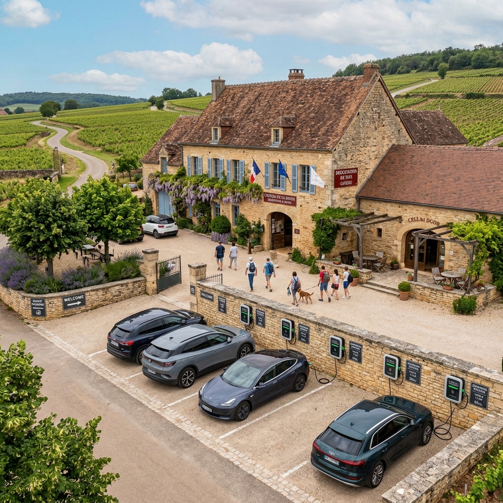 Borne de recharge pour gîte et domaine viticole : accueillir les touristes VE à Saint-Émilion